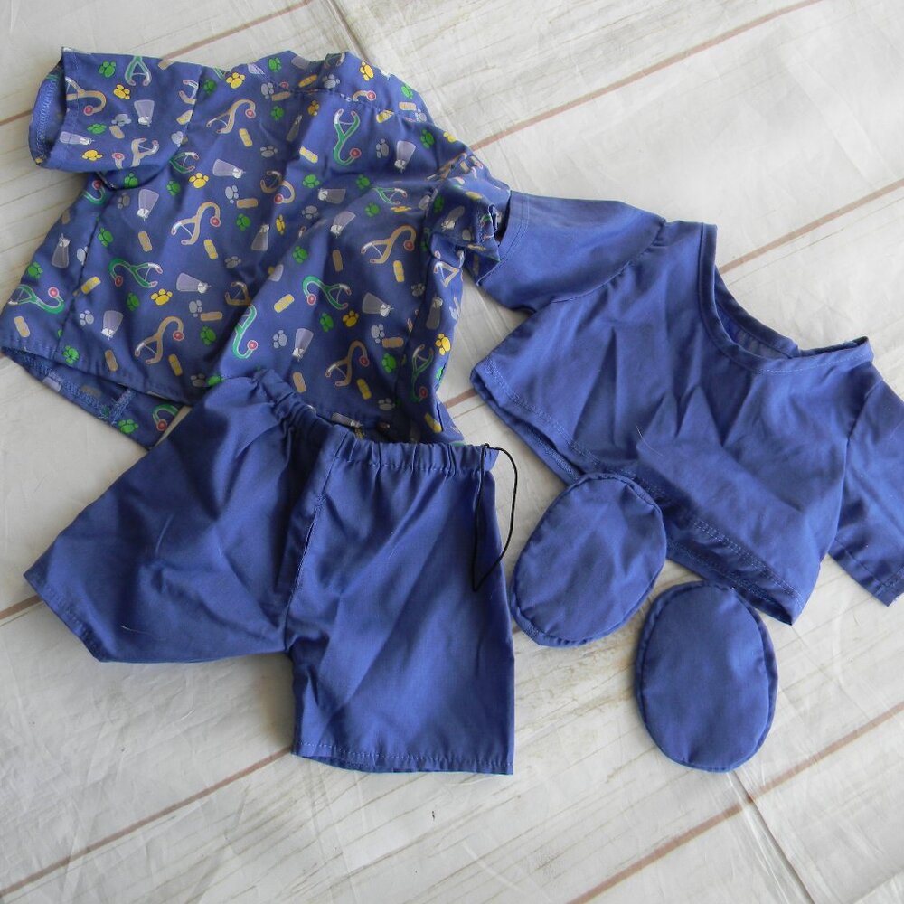 Build A Bear Surgical Scrubs Outfit  Nurse HOSPITAL LOT SET BLUE - Picture 2 of 2